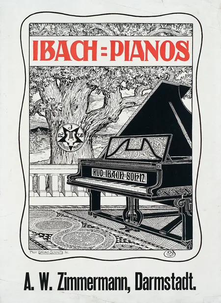 Manifesto Art Nouveau dei pianoforti Ibach, 1898